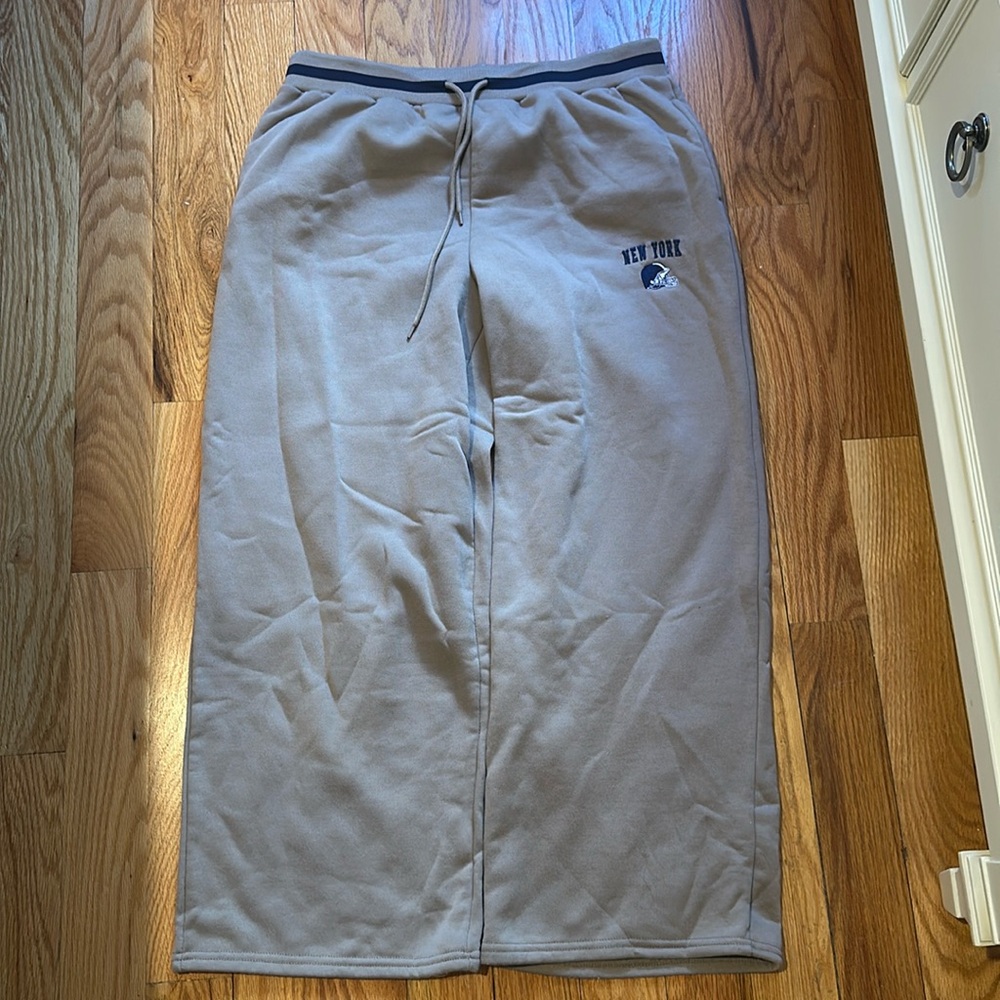 Charlotte Russe Taupe/Light Brown/Tan Straight Leg Sweatpants- New York Football